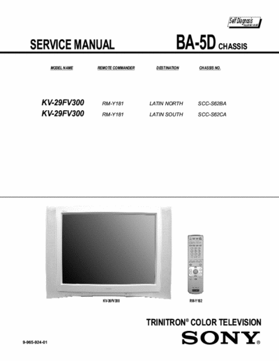 Sony KV-29FV300 Service Manual Trinitron Color Television [Remote Commander RM-Y181] - Tot. File 10.329Kb  Part 1/5 - pag. 189